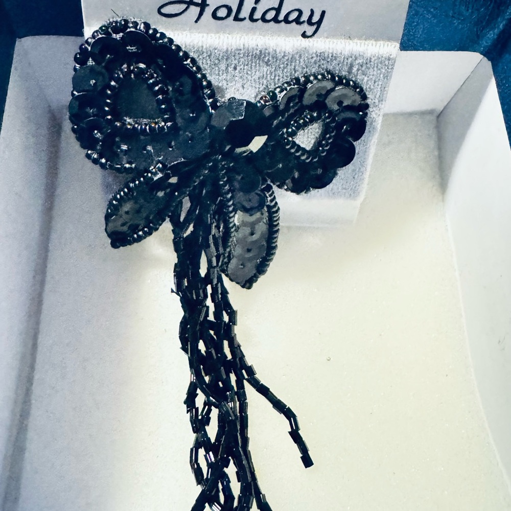 Charlie Holiday Black Sequin Brooch